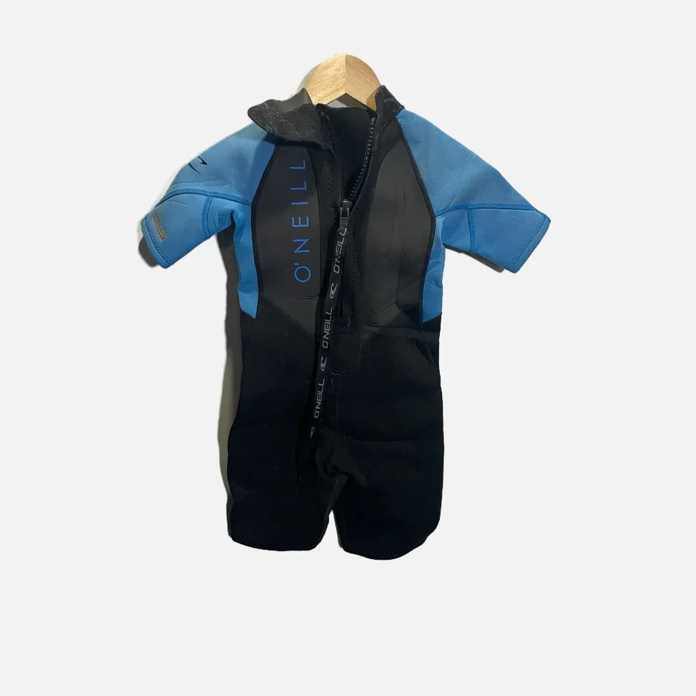 O'Neill Kids Reactor II 2mm Back Zip Short Sleeve Spring Wetsuit Blue Black Sz 8